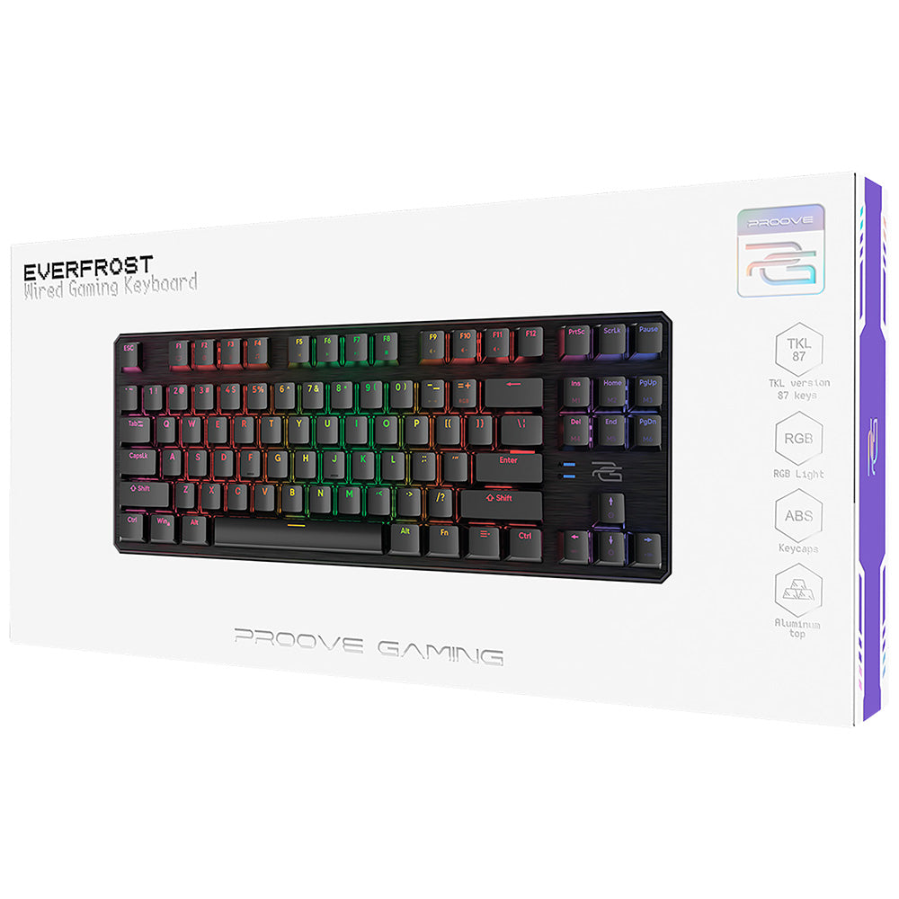 Tastatura/Mouse Proove Wired Keyboard Everfrost (CKEVEN00000401), Mechanical, RGB Backlighting, 87 Keys, Outemu Switches, 1.8m, Negru