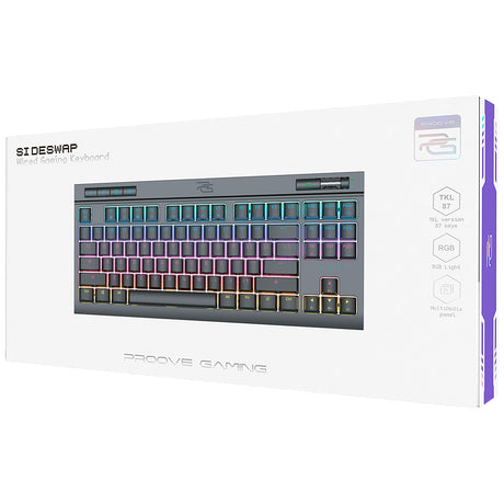 Tastatura/Mouse Proove Wired Keyboard Sideswap (CKSIEN00022401), Mechanical, RGB Backlighting, 87 Keys, Swappable Switches, 1.5m, Negru