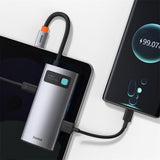 Hub/Dock Baseus Docking Station Metal Glam (CAHUB-CY0G), Type-C to 2x USB, Type-C, HDMI, 4K@30 Hz, PD100W, Gri