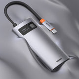 Hub/Dock Baseus Docking Station Metal Glam (CAHUB-CY0G), Type-C to 2x USB, Type-C, HDMI, 4K@30 Hz, PD100W, Gri