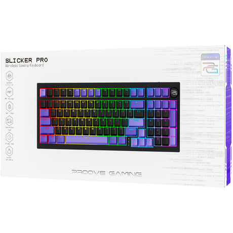 Tastatura/Mouse Proove Wireless Gaming Keyboard Slicker Pro (WKSLPEN22416), Mechanical, BT5.3, Type-C, RGB, 98 Keys, 6000mAh, 1.8m, Negru