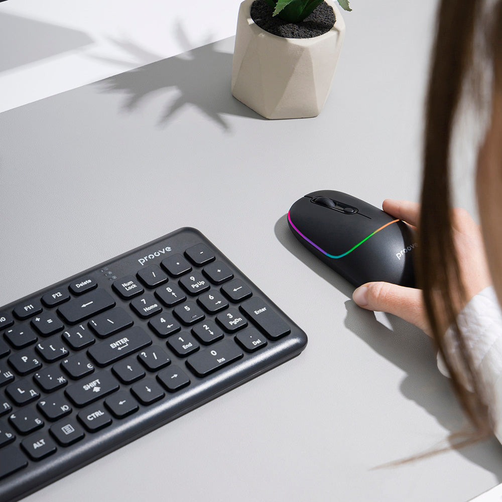 Tastatura/Mouse Proove Wireless Mouse Blink (WMBL00002001), for Office, Ergonomic, 2.4GHz, BT5.0, 4 Buttons, 800-1600DPI, 650mAh, Negru