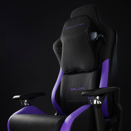 Accesoriu gaming Proove Premium Gaming Chair Major (GCMJ0001001), 8D Armrests, 160° Backrest, Frog Mechanism, PU, 180kg Max, Negru /Purple