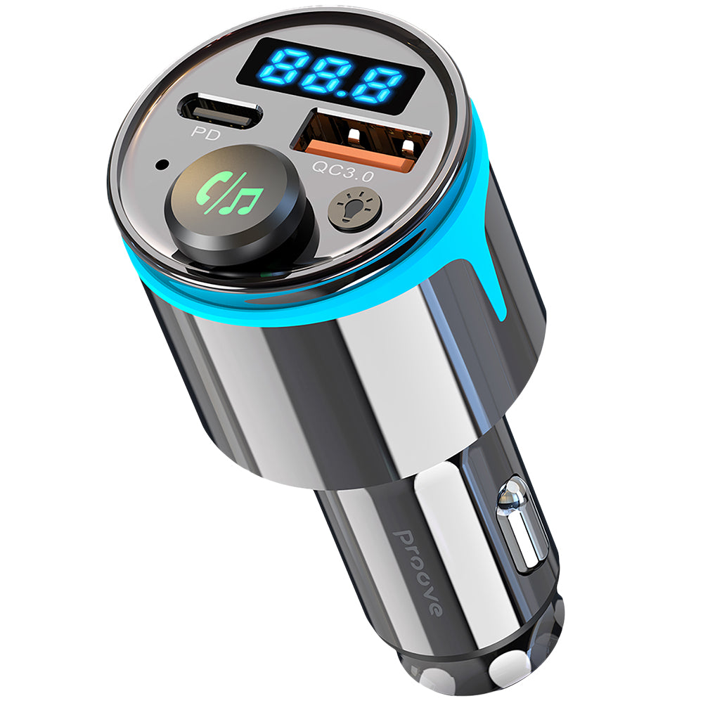 Incarcator Proove Car with FM Modulator (FMNX30110001), USB, Type-C, U-Disk, TF, Bluetooth 5.3, Fast Charge, 30W, LED, Negru