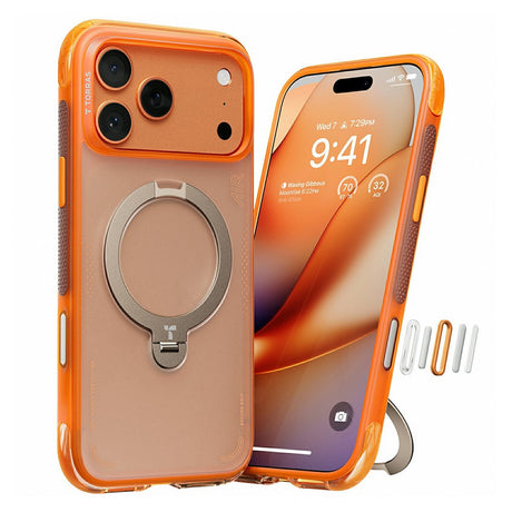 Husă Torras Ostand Spin Air Series pentru iPhone 17 Pro Max / iPhone 18 Pro Max, portocalie