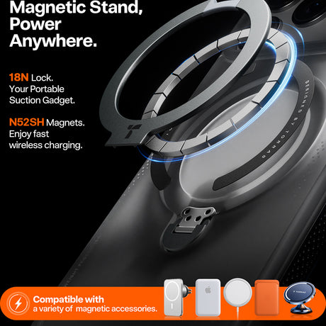 Husă Torras Ostand Spin Air Series pentru iPhone 17 Pro / iPhone 18 Pro, neagră