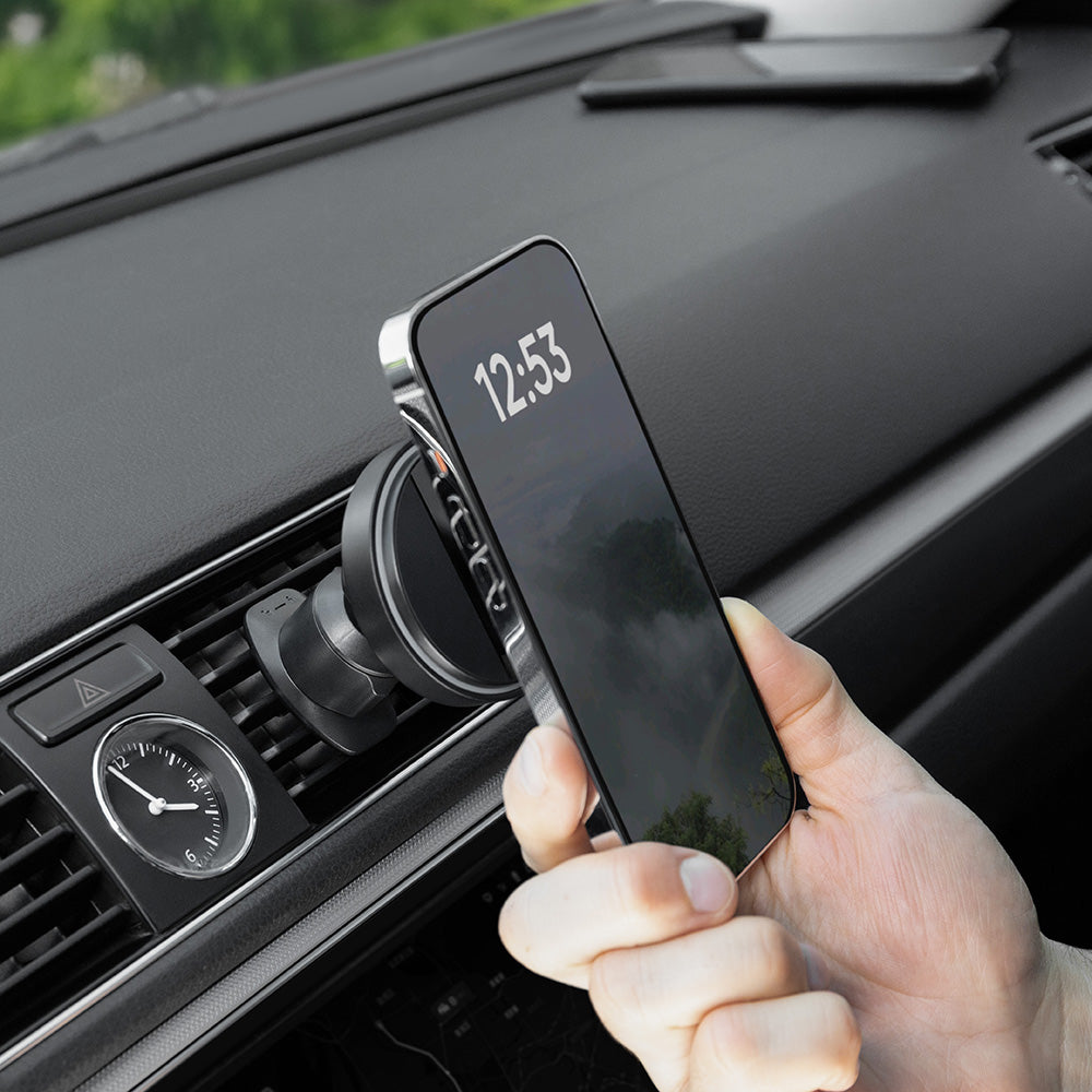 Suport Proove with Wireless Charging Light Circle (WHLC15010002), for Air Vent, Magnetic Grip, Qi2 15W, Metallic Grey