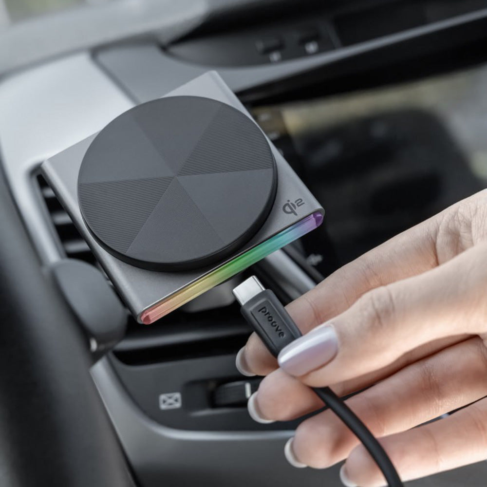 Suport Proove with Wireless Charging Neostorm (WHNS15002003), for Air Vent, Magnetic, Qi2, 15W, RGB, Aluminum, Gri