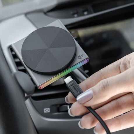 Suport Proove with Wireless Charging Neostorm (WHNS15002003), for Air Vent, Magnetic, Qi2, 15W, RGB, Aluminum, Gri