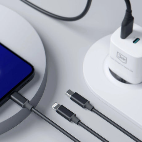Cablu 3mk 3in1 Hyper, USB-A/Type-C to Micro-USB/Type-C/Lightning, 12W, 1.5m, Negru
