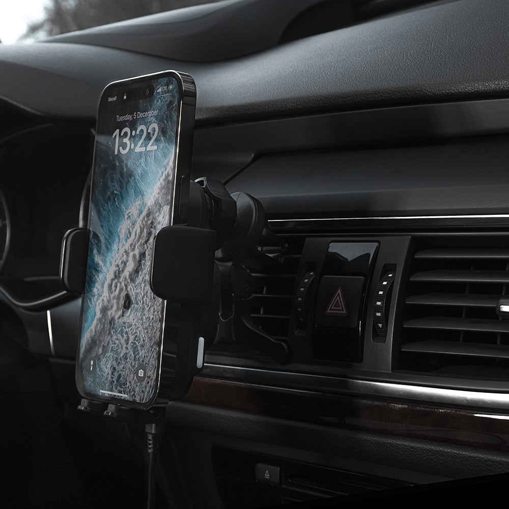 Suport Proove with Wireless Charging Triple Clamp (WHTC15010001), for Air Vent, Automatic Arms, 15W, 4.0"-6.9", Negru