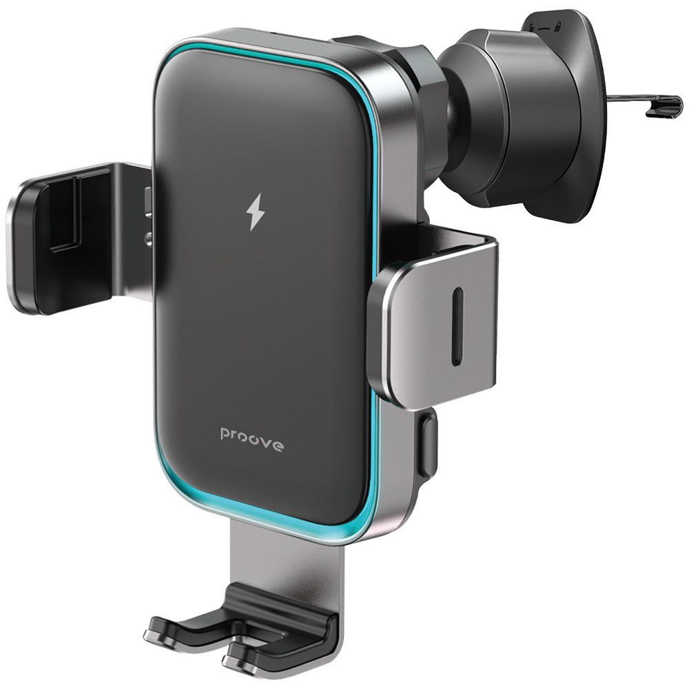 Suport Proove with Wireless Charging Triple Clamp Pro (WHTP15010004), 2in1 Mount, Automatic, LED, Qi2 15W, Metal Grey