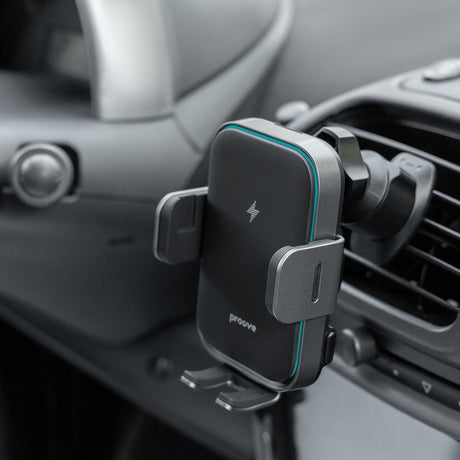 Suport Proove with Wireless Charging Triple Clamp Pro (WHTP15010004), 2in1 Mount, Automatic, LED, Qi2 15W, Metal Grey