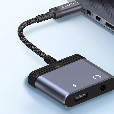 Adaptor Lito Audio Adapter (LA04T), Type-C to Jack 3.5mm, Type-C, Support Calls, Fast Charging, 60W, Negru