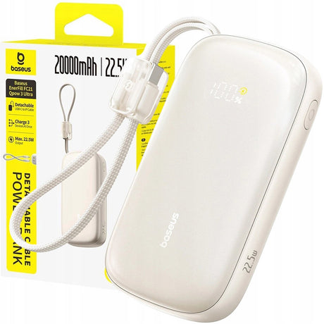 Baterie externa Baseus EnerFill FC21 Qpow 3 Ultra (E0027M01), Detachable Cable, 20000mAh, 22.5W, USB, USB-C, Titanium Natural