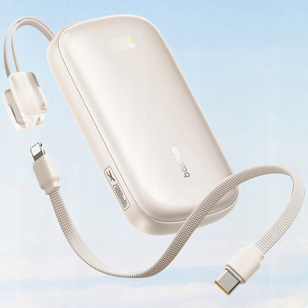 Baterie externa Baseus EnerFill FC21 Qpow 3 Ultra (E0027L01), Detachable Cable, 10000mAh, 22.5W, USB, USB-C, Natural Titanum