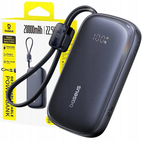 Baterie externa Baseus EnerFill FC21 Qpow 3 Ultra (E0027L00), with Detachable Cable, 10000mAh, 22.5W, USB, USB-C, Negru Cosmic