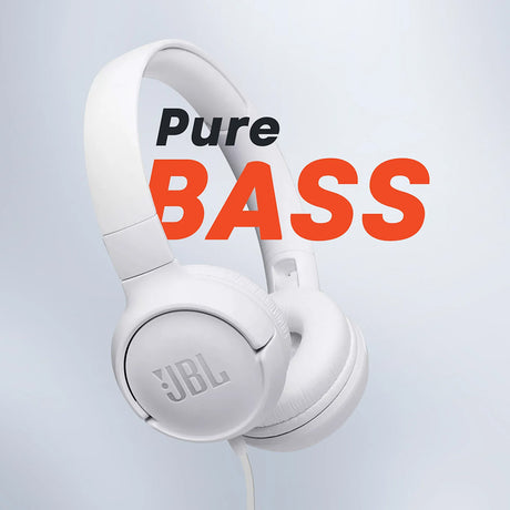 Casti JBL Tune 500, Pure Bass, Foldable Design, Jack 3.5 mm, Alb