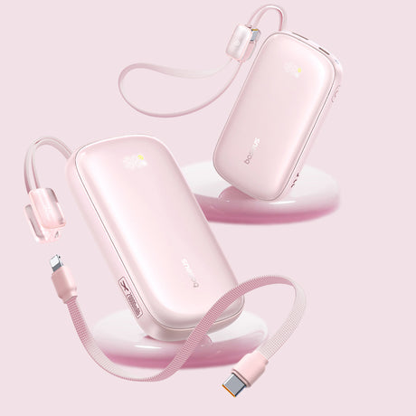 Baterie externa Baseus EnerFill FC21 Qpow 3 Ultra (E0027Q02), Detachable Cable, 10000mAh, 45W, Digital Display, Nebula Pink