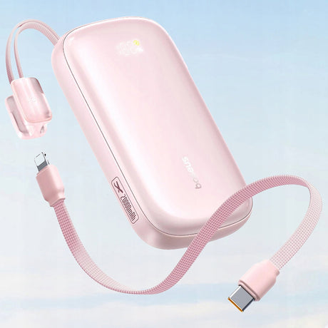 Baterie externa Baseus EnerFill FC21 Qpow 3 Ultra (E0027Q02), Detachable Cable, 10000mAh, 45W, Digital Display, Nebula Pink