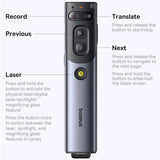 Gadget Baseus Orange Dot Wireless Presenter (B00231700811-00), AI Voice Recognition, Dual-Mode Connection, Gri