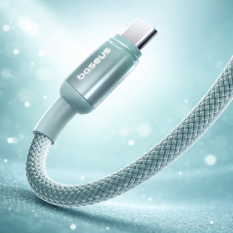 Cablu Baseus Discolor (E0420701), USB-C to USB-C, 100W, 480Mbps, 2m, Albastru /Green