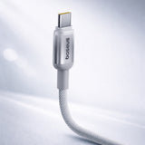 Cablu Baseus Discolor (E0420802), USB-A to USB-C, 100W, 480Mbps, 1m, Argintiu