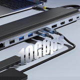 Hub/Dock Baseus Docking Station EliteJoy EH3 (B0114200), USB-C to 2x HDMI, DP, 3x Type-C, 3x USB, SD/TF, RJ45, 10Gbps, Gri Spatial