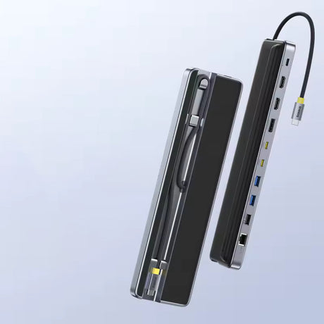 Hub/Dock Baseus Docking Station EliteJoy EH3 (B0114200), USB-C to 2x HDMI, DP, 3x Type-C, 3x USB, SD/TF, RJ45, 10Gbps, Gri Spatial