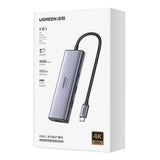 Hub/Dock Ugreen Docking Station 6in1 CM512 (75643), USB-C to Type-C PD3.0 100W, 2x USB, RJ45, Display Port 4K@60Hz, 5Gbps, Gri