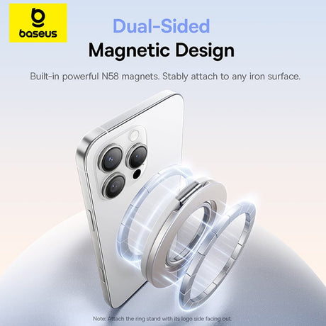 Suport Baseus MagPro 3 (Z0004803), Magnetic, Dual-Ring, Alb Stelar Off-White