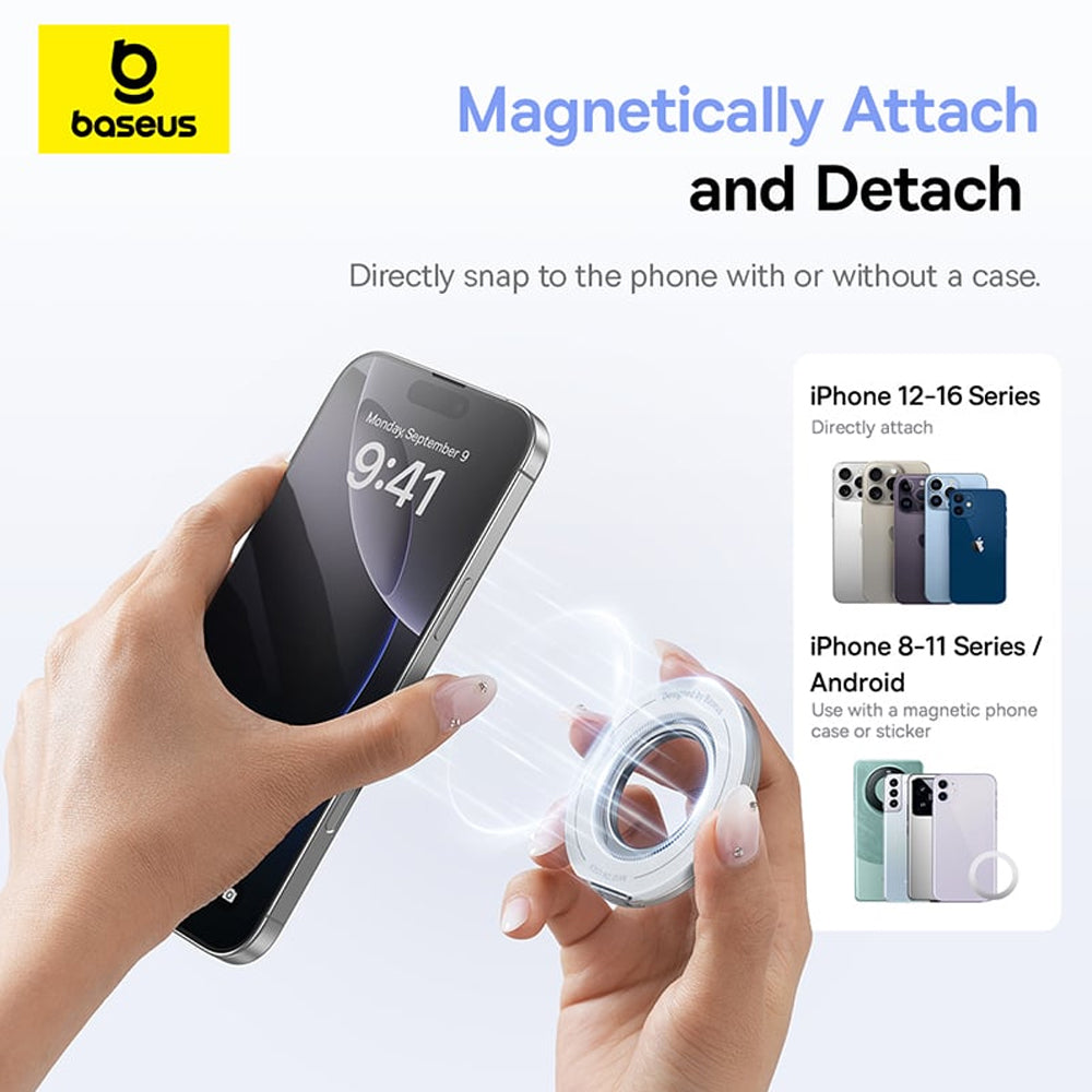 Suport Baseus MagPro 3 (Z0004803), Magnetic, Dual-Ring, Alb Stelar Off-White