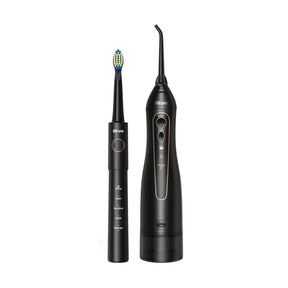 Bitvae Electric Toothbrush (E11) + Water Flosser (F5020E), Ultrasonic, 2x4 Heads, 5 Brush Modes, 3 Irrigate Modes, Negru