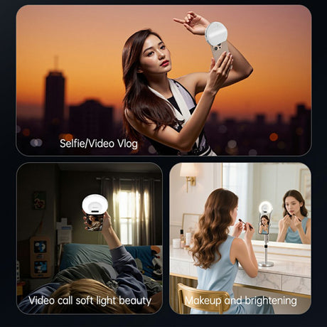 Suport Yesido LED Selfie Light with Phone Clip (DH13), 400mAh, 6.8W, 3 Lights Mode, Alb