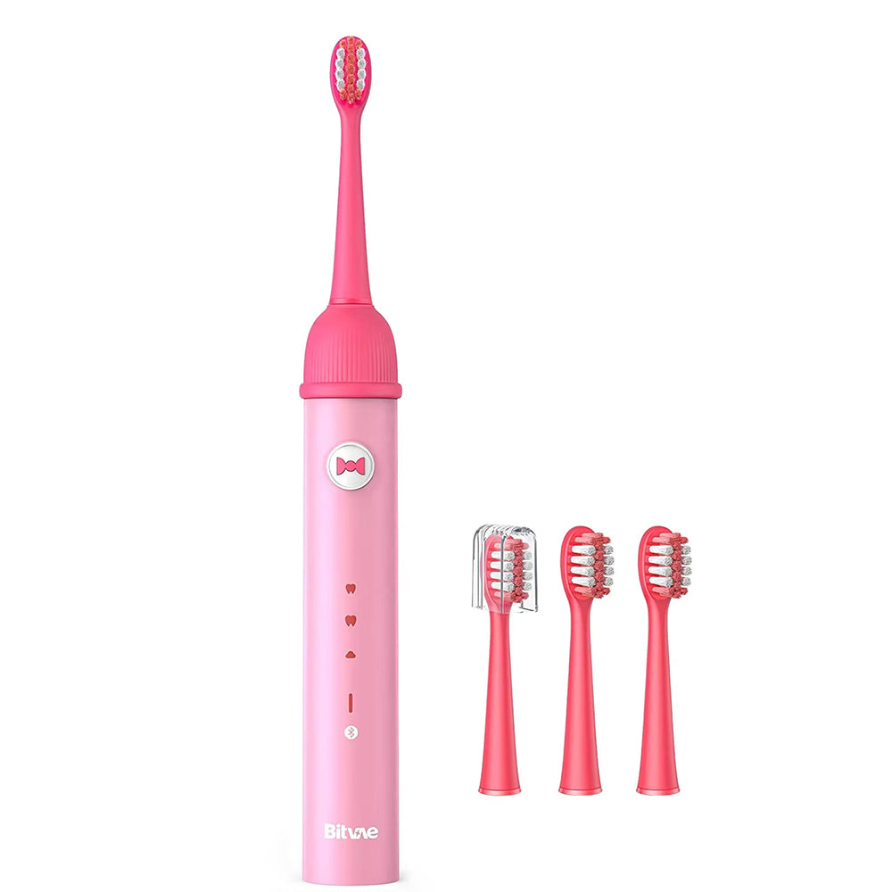 Bitvae Electric Toothbrush (BVK7S), Sonic, for Kids, 3 Smart Modes, with App, 3 Tips Set, Pressure Sensor, IPX7, Roz