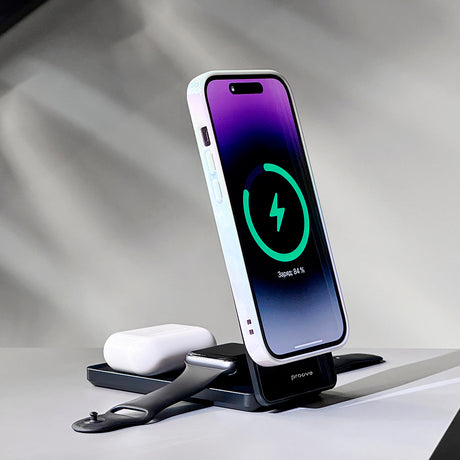 Incarcator Proove Wireless Charging Station Metal Edge (WSME15010003), MagSafe, for iPhone, AirPods, iWatch, Foldable, 15W, Gri
