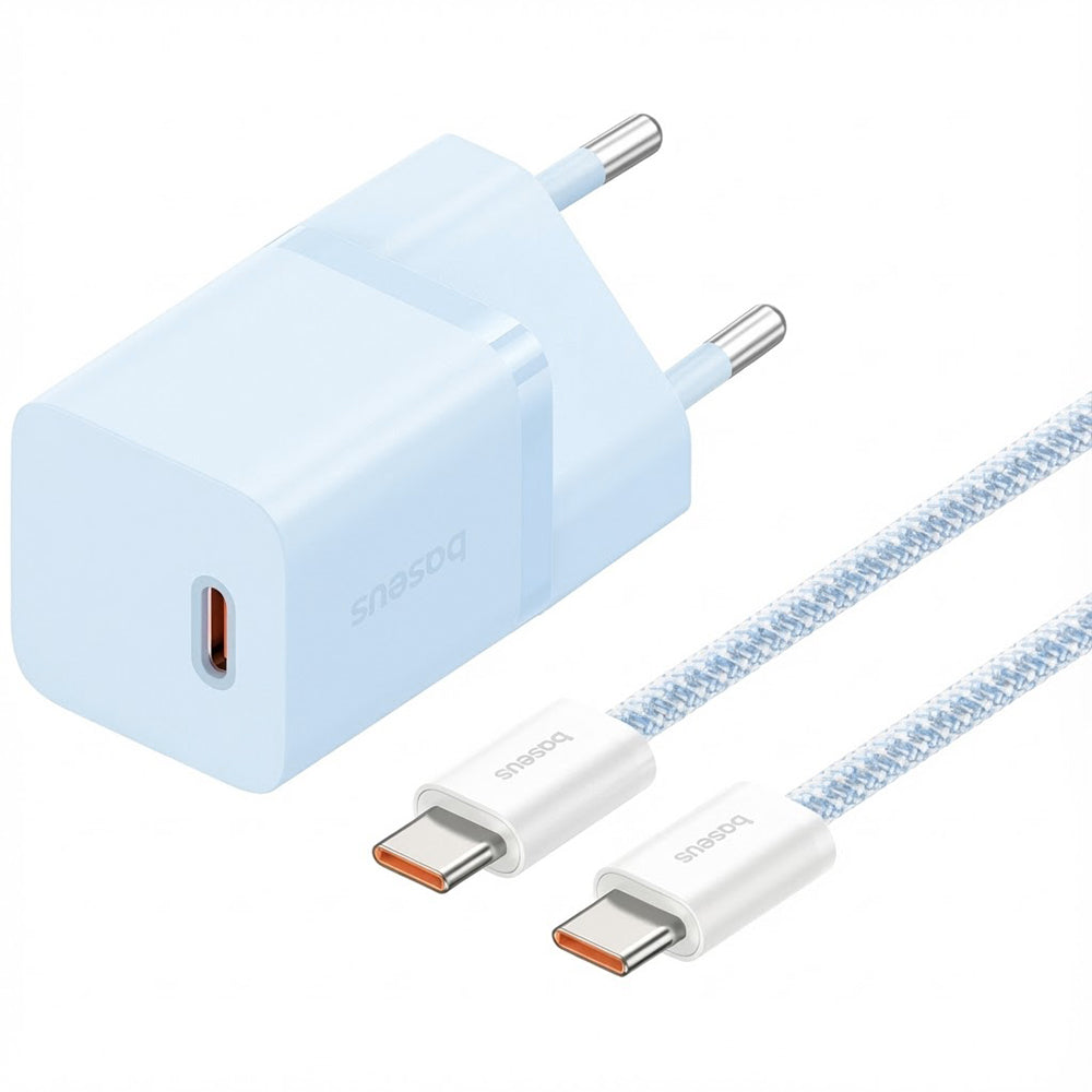Incarcator Baseus (P10110902313-00), Type-C Cable Included, GaN, Type-C, Fast Charging, 30W, 1m, Galaxy Blue