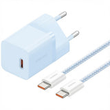 Incarcator Baseus (P10110902313-00), Type-C Cable Included, GaN, Type-C, Fast Charging, 30W, 1m, Galaxy Blue