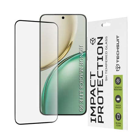 Folie de protectie Techsuit 111D Full Cover / Full Glue Glass compatibil cu Honor Magic8 Lite, Negru