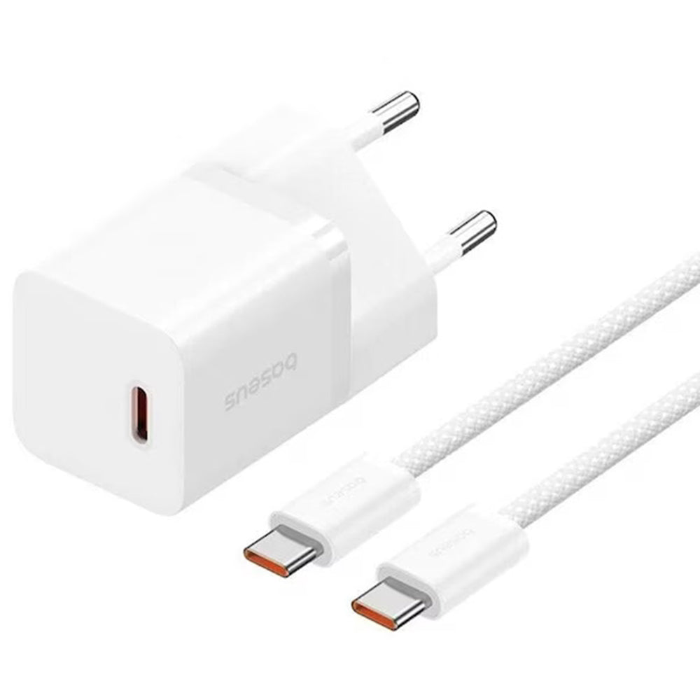 Incarcator Baseus (P10110902213-00), Type-C Cable Included, GaN, Type-C, Fast Charging, 30W, 1m, Moon White