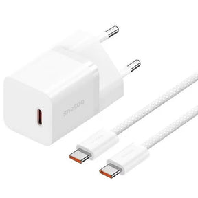 Incarcator Baseus (P10110902213-00), Type-C Cable Included, GaN, Type-C, Fast Charging, 30W, 1m, Moon White