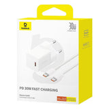 Incarcator Baseus (P10110902213-00), Type-C Cable Included, GaN, Type-C, Fast Charging, 30W, 1m, Moon White