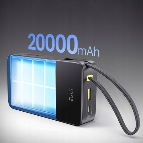 Baterie externa Baseus EnerFill Bipow2 Pro (E0027701), Built-in USB-C Cable, 20000mAh, 22.5W, Digital Display, Negru Cosmic