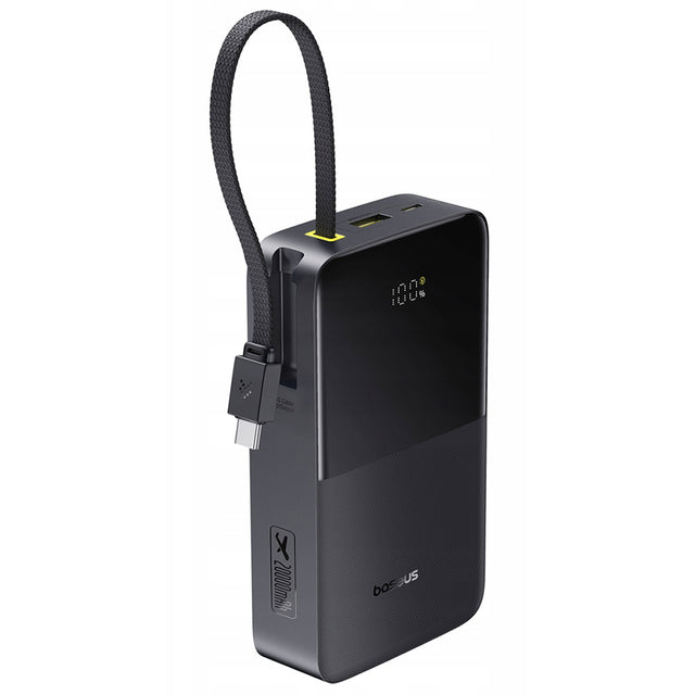 Baterie externa Baseus EnerFill Bipow2 Pro (E0027701), Built-in USB-C Cable, 20000mAh, 22.5W, Digital Display, Negru Cosmic