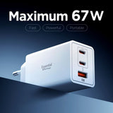 Incarcator Spigen Essential EE673EU (ACH08710), USB, 2x Type-C, Fast Charging, Quantum Boost, 67W, Alb