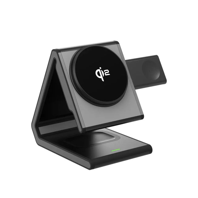 Incarcator Lito 4in1 Magnetic Wireless (LT-W02), for iPhone, Apple Watch, AirPods, Phone Stand, 15W, QI2, N52 Magnets, Negru