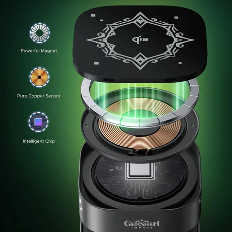 Incarcator Ugreen Wireless Genshin Impact Ed.W702 (35316GI), MagFlow, Qi2, 15W, 2x USB-C, Foldable, 3A, Cable, 1m, Negru