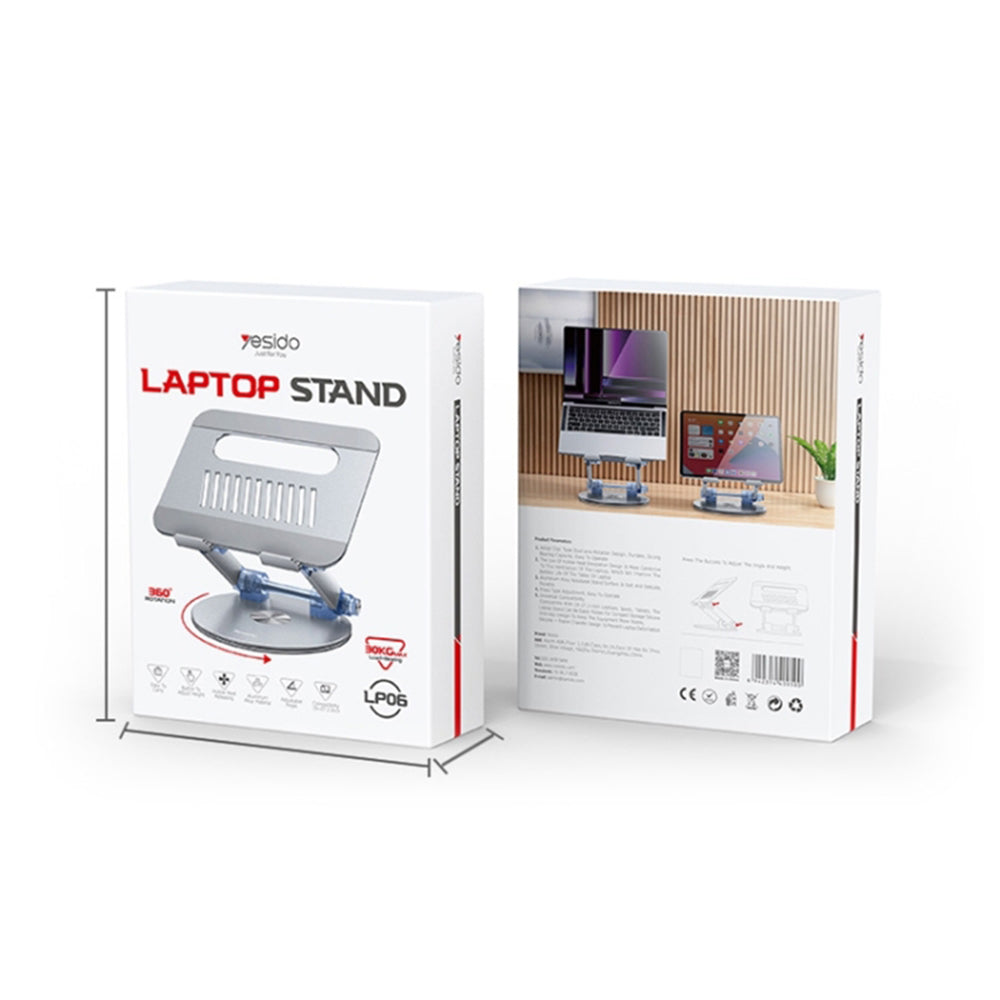 Suport Laptop Yesido LP06, Aluminiu, 360 Rotație, Argintiu