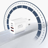 Incarcator Techsuit Premium PowerXQuad (CH4), 2x PD20W Type-C, 2x USB 3.1A, Super Fast Charge Travel Adapter 40W, Alb