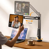 Suport Lisen (YL0223060007), Table Edge Mounting, 360° Rotate, Foldable, Adjustable, for Phone, Tablet 12.9", Negru